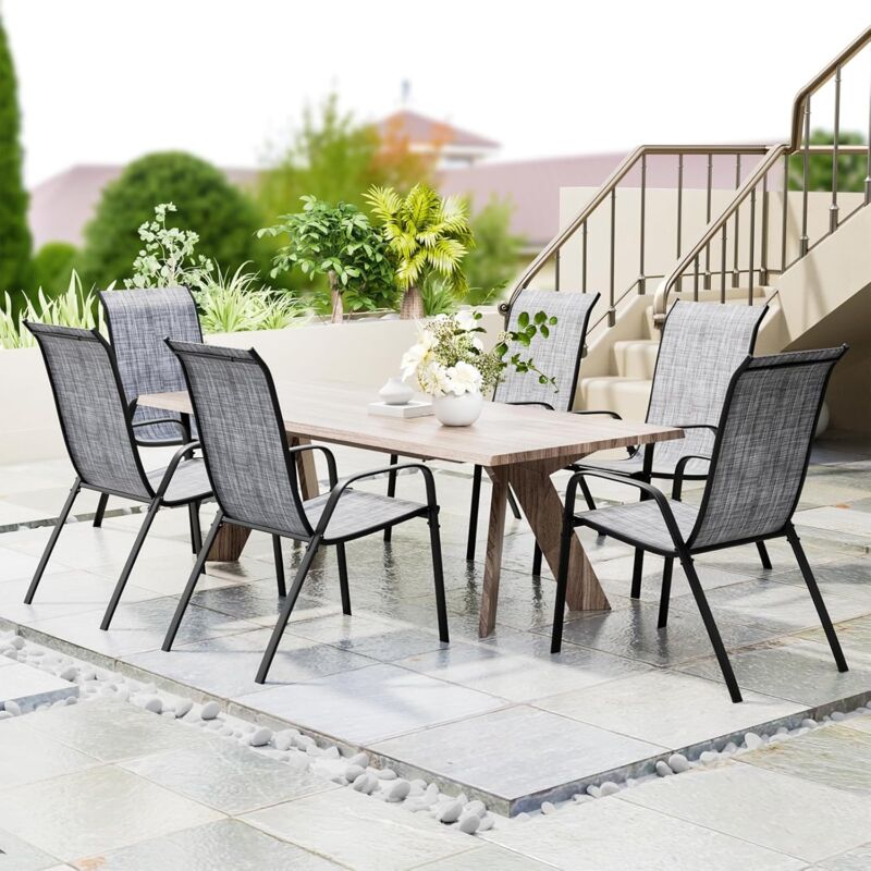 Sedie Balcone E Terrazzo Set Effetto Rattan, Colore Antracite