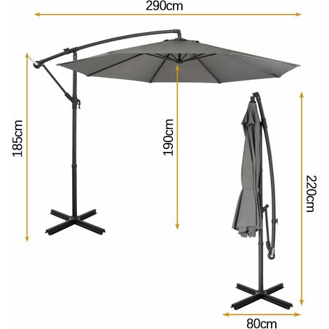 Ombrellone Decentrato Con Palo Laterale 250x250 Cm - Acciaio Inossidabile Per Giardino E Terrazzo - Foto 11