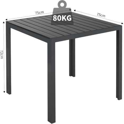 Tavolo da giardino LIFERUN per esterni, tavolo da pranzo quadrato, struttura in alluminio, piano in WPC, tavolo da patio e veranda, resistente alle intemperie, 75x75x72 cm, nero