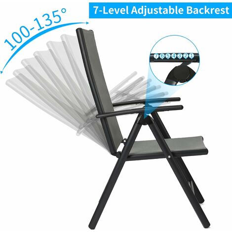 Sedie Pieghevoli TIMBER RIDGE Regolabili 7 Posizioni - Alluminio Con Cuscino (2 Pezzi, Grigio)