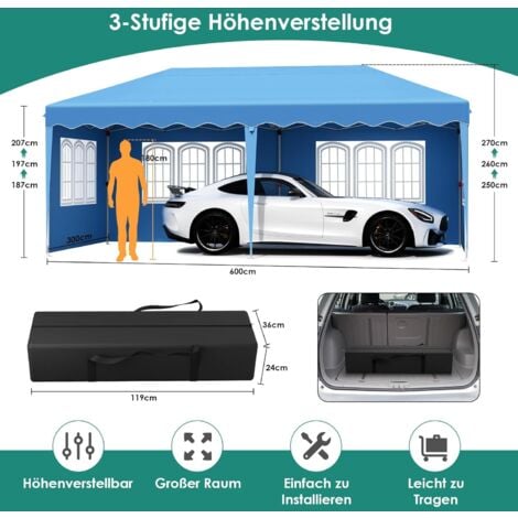 Gazebo Pieghevole 3x6 Impermeabile Con 6 Pareti - Perfetto Per Giardino, Spiaggia E Feste - Foto 10