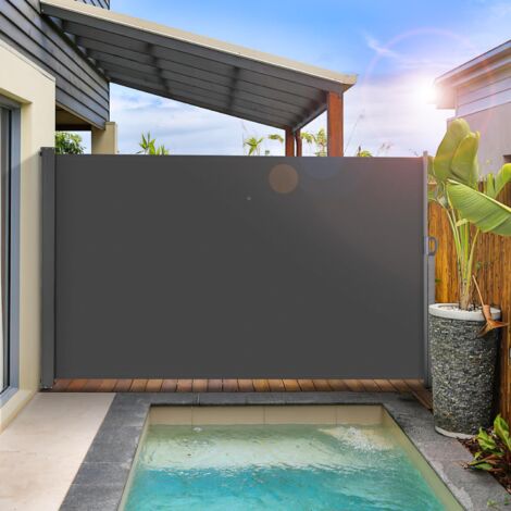 LIFERUN Tenda da Sole Laterale 160 x 350 cm (H x L),Tendone Laterale Estensibile,Tenda Sole Allungabile,Tenda Laterale Avvolgibile,Impermeabile,Protezione Solare,Rivestimento in PU,per Balcone,Terrazz (1/5)