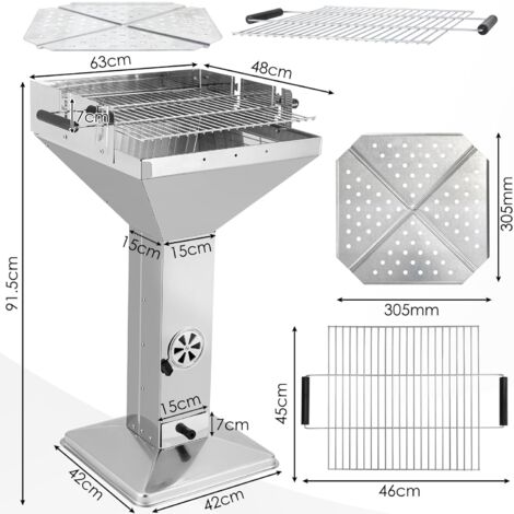GRIGLIA PER BARBECUE IN ACCIAIO GRATICOLA PESANTE 50 CM REGOLABILE IN ALTEZZA
