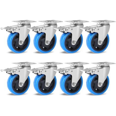 Set di 8 ruote girevoli, ruote per trasporto da 100 mm, ruote per mobili, ruote per carichi pesanti, ruote in gomma a 360° (1/5)