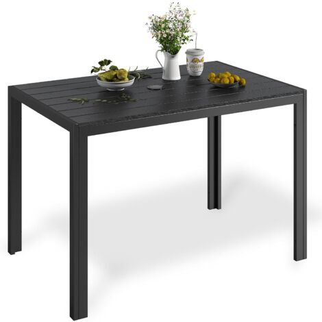 Tavolo Rettangolare da Giardino Balcone, 1500 x 960 x 725 mm in Acciaio al Carbonio, Tavolo Impermeabile da Pranzo per Cortile Patio Veranda, con Foro per Ombrellone da 38 mm, Carico