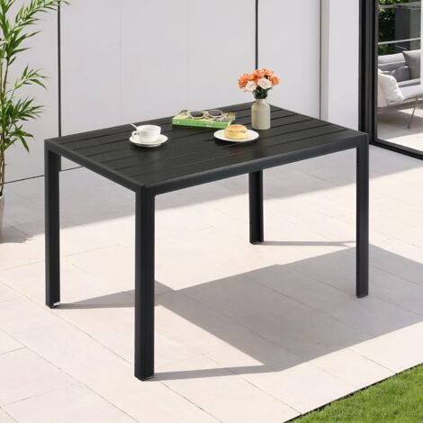 Tavolo da giardino 110x70x72 cm, in alluminio, antiruggine, resistente alle intemperie, tavolo da pranzo per esterni, tavolino laterale - (Nero)