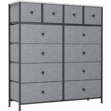 HOMCOM Cassettiera 9 Cassetti In Tessuto Imbottito – Struttura Acciaio, Grigio – Per Camera Da Letto, Corridoio