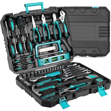 Cassetta degli attrezzi completa, set di utensili per la casa da 79 pezzi, con cricchetto, set di chiavi a bussola, set di cacciaviti, set di utensili universali