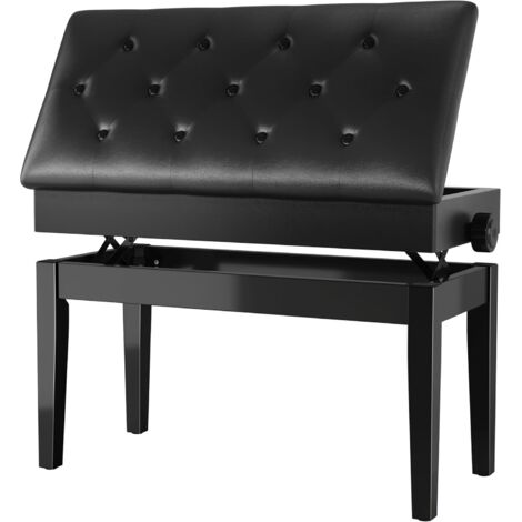 Sgabello per pianoforte regolabile in altezza 72x33x58 cm, seduta per pianoforte con contenitore, panca per pianoforte con cuscino in PU, carico 200 kg, nero
