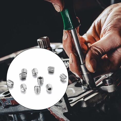 200 Pièces Vis Sans Tête en Acier Inox, M3 M4 M5 M6 M8 Vis à Métaux, Assortiment Kit de Fixations Vis Pointeau