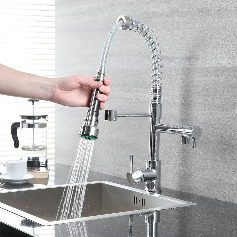 Milano Mirage - Modern Pull Down Spray Kitchen Mixer Tap - Chrome