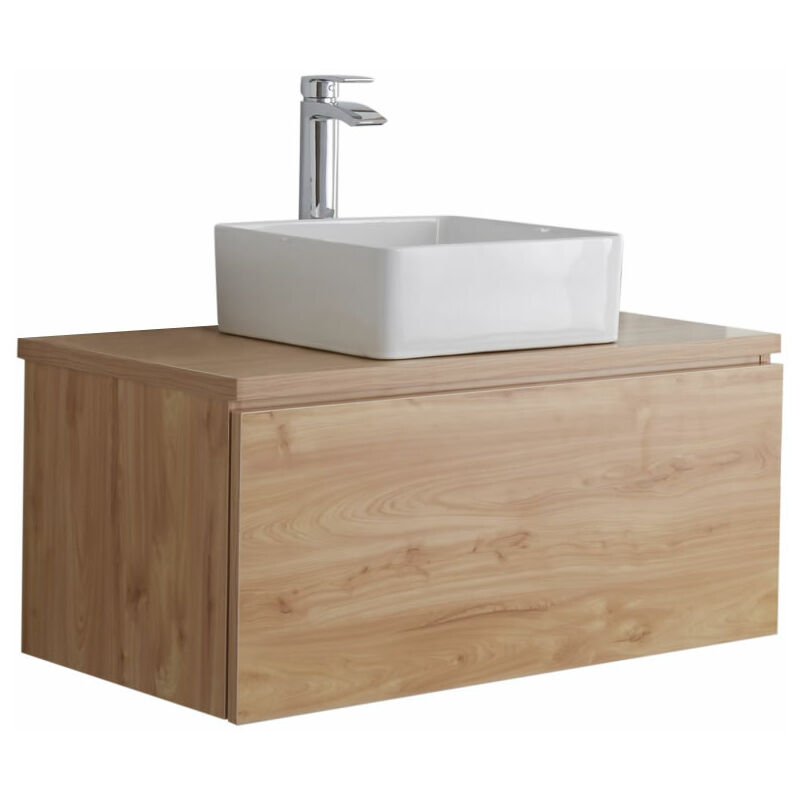 Bathroom Vanity Unit With Countertop Basin, Oak Wall Hung Vanity Unit 800mm
