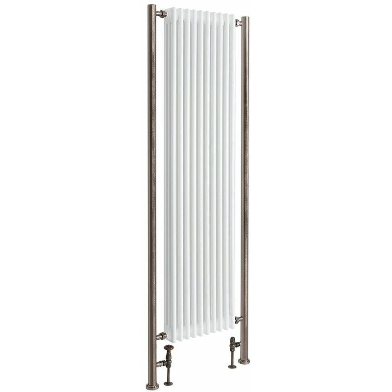 Milano Windsor - White Traditional Vertical Triple Column Cast Iron Style  Radiator with Oil Rubbed Bronze Extension Pipes - 2030mm x 635mm