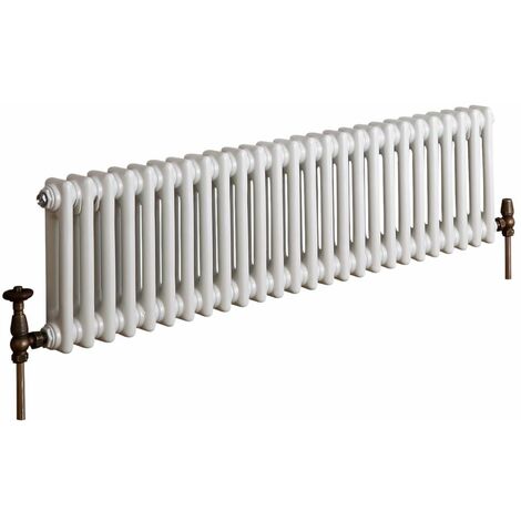 Milano Windsor White Cast Iron Style Double Column Horizontal Radiator - 300mm x 1190mm