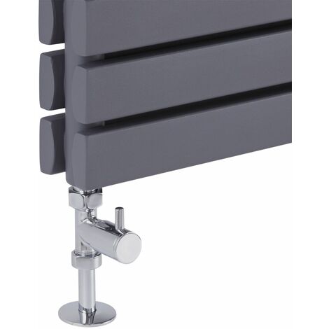 Milano - Modern Minimalist Chrome Straight Heated Towel Rail Radiator Valves - Pair