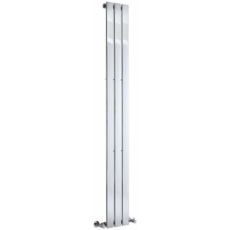 Milano Alpha Chrome Vertical Column Single Flat Panel Radiator - 1800mm x 225mm (1/5)