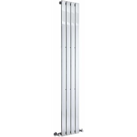 Milano Alpha Chrome Vertical Column Single Flat Panel Radiator - 1800mm x 300mm (1/5)