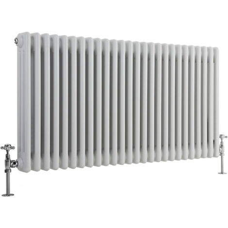 Milano Windsor White Cast Iron Style Triple Column Horizontal Radiator - 600mm x 1190mm