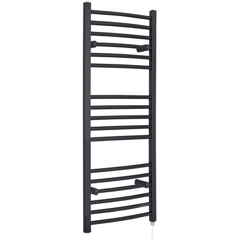 Ladder Style Radiator Milano Brook Electric Designer Heated Towel Rail Anthracite 1000 x 600mm Curved 