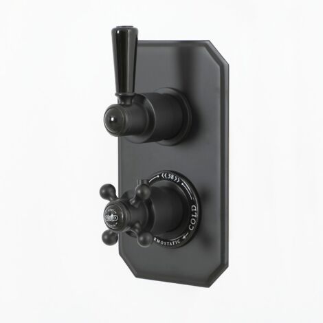 Milano Elizabeth Concealed Twin Diverter Thermostatic Mixer Shower Valve with 2 Outlets - Black