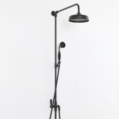 Milano Elizabeth Grand Rigid Riser with Fixed Rainfall Shower Head and Hand Shower Handset - Black (1/4)