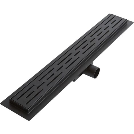 Milano Linear Brushed Stainless Steel Shower Drain with Grate - 600mm (Black) (1/5)