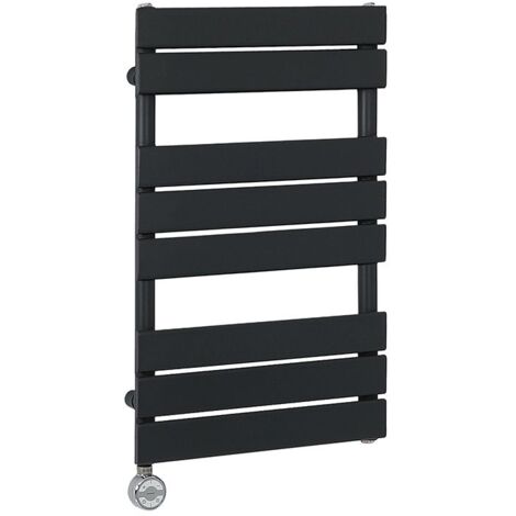 Milano Lustro Electric Black Flat Panel Heated Towel Rail Radiator