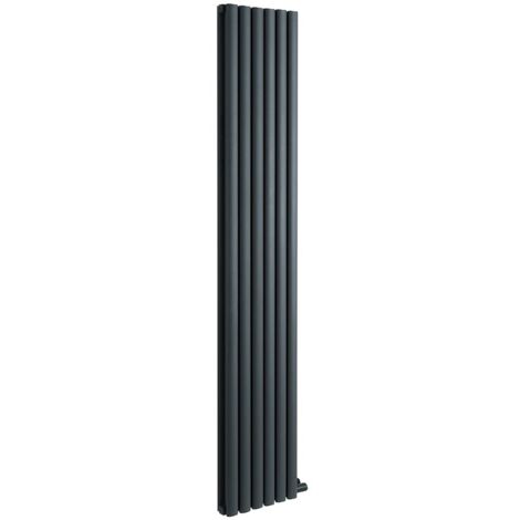 Milano Aruba Ardus Anthracite 1784mm x 354mm Double Panel Dry Heat Vertical Oval Panel Electric Radiator - No Thermostat