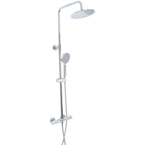 Milano Mirage Round Thermostatic Bar Mixer Shower Valve with Fixed Rainfall Shower Head and Hand Shower Handset Kit - Chrome