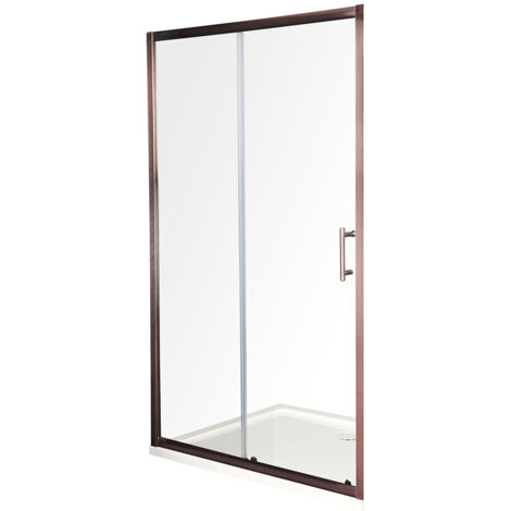 Milano Eris Copper Reversible Wet Room Sliding Door Shower Enclosure with White Tray and Fast Flow Waste - 1000mm x 900mm (1/5)