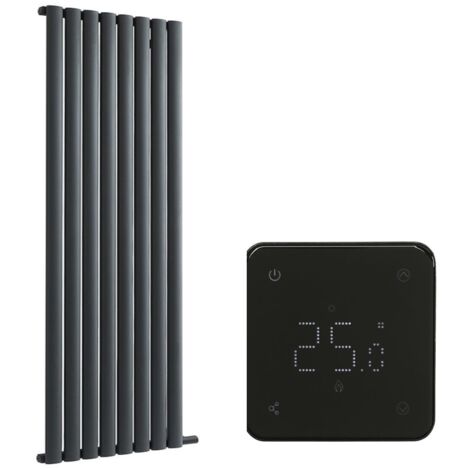 Milano Aruba Ardus Anthracite 1784mm x 472mm Dry Heat Vertical Oval Panel Electric Radiator - Wi-Fi Thermostat