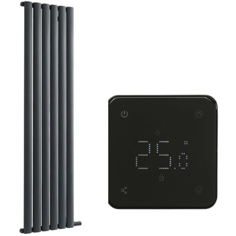 Milano Aruba Ardus Anthracite 1784mm x 354mm Dry Heat Vertical Oval Panel Electric Radiator - Wi-Fi Thermostat