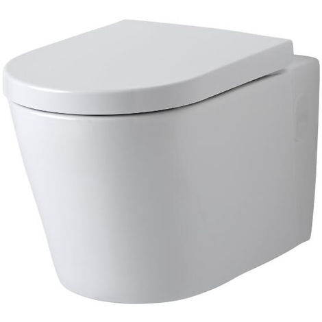 Milano Ballam - White Ceramic Modern Bathroom Wall Hung Rimless Toilet WC and Soft Close Seat
