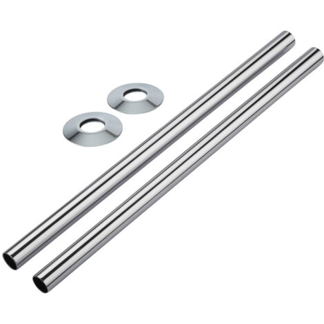 Milano Chrome Heated Towel Rail Radiator Shrouds and Pipes - Pair (1/3)