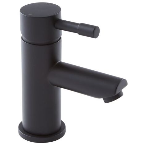 Milano Nero - Modern Bathroom Mono Basin Mixer Tap with Lever Handle - Black