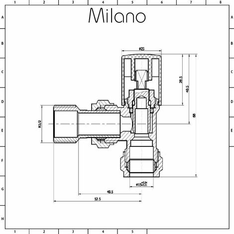 Milano - 15mm Modern Chrome Angled Heated Towel Rail Radiator Valves - Pair