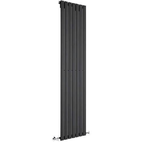 Milano Alpha Black Vertical Column Single Flat Panel Radiator - 1780mm x 490mm (1/5)