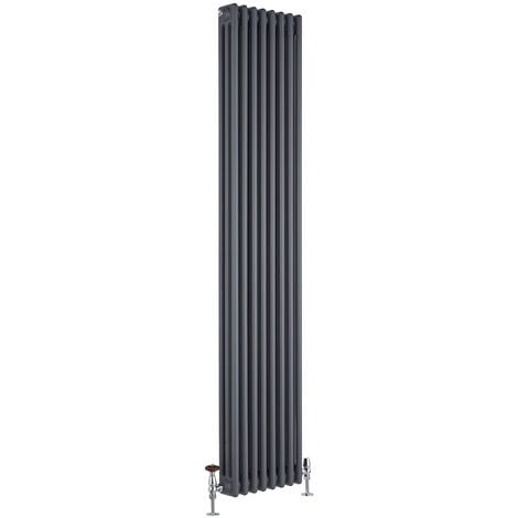 Milano Windsor - 1800mm x 380mm Traditional Cast Iron Style Triple Column Vertical Radiator – Anthracite