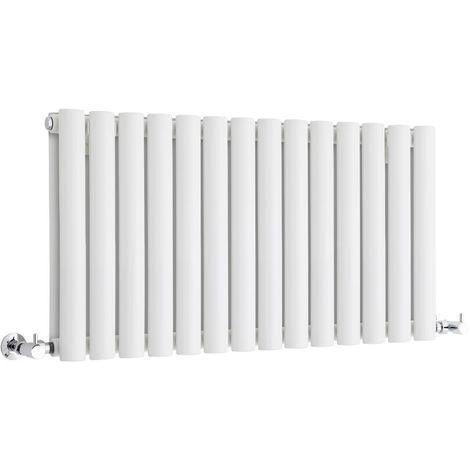 Milano Aruba - Modern White Horizontal Double Oval Panel Radiator ...