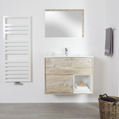 Milano Bexley - Light Oak 810mm Bathroom Vanity Unit with Basin - No LED Light