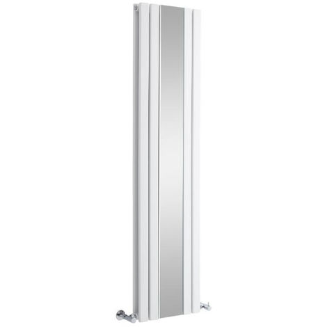 Milano Icon - Modern White Vertical Column Double Panel Designer Radiator with Integral Full Length Mirror – 1600mm x 385mm