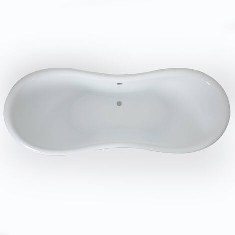 Milano Hest - Stone Grey - 1750mm x 730mm Traditional Bathroom Double Ended Freestanding Slipper Bath with Feet - Chrome Feet