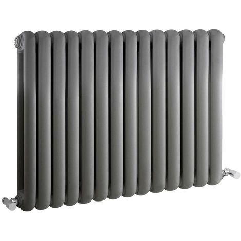 Milano Urban - Modern Anthracite Horizontal Double Panel Column Radiator - 635mm x 863mm