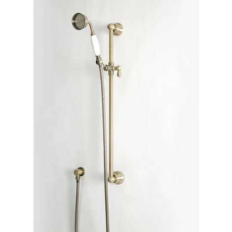 Milano Elizabeth - Traditional Riser Rail Shower Kit with Hand Shower Handset&#44; Hose&#44; Slide Bar & Outlet Elbow - Brushed Gold