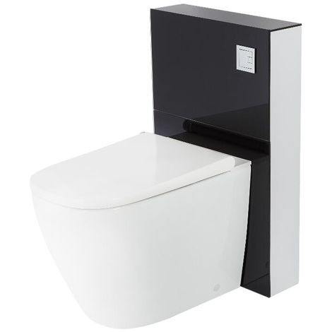 Milano Arca - Black 504mm Bathroom Toilet WC Unit with Back to Wall Japanese Bidet Pan&#44; Cistern and Seat