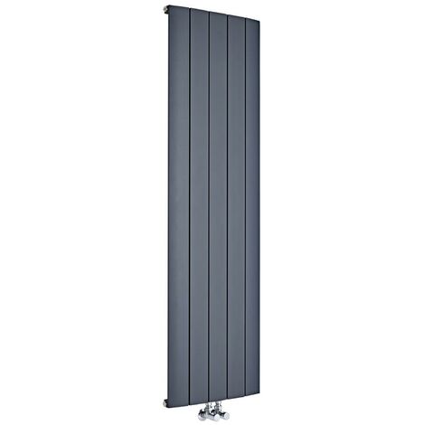 Milano Skye - Modern Anthracite Vertical Column Single Panel Aluminium Designer Radiator - 1600mm x 470mm