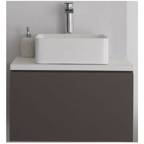 Milano Oxley - Grey and White 600mm Wall Hung Bathroom Vanity Unit with Countertop Basin