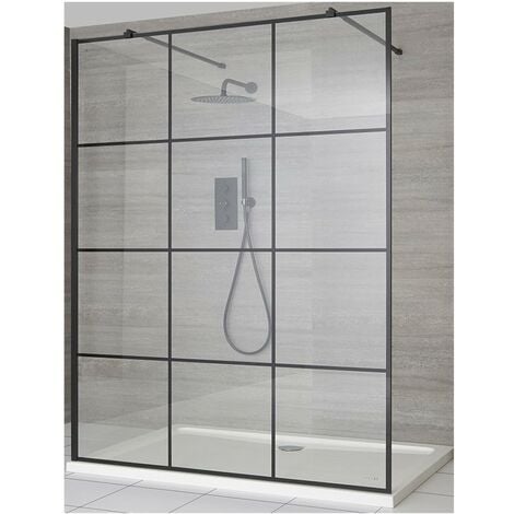 Milano Barq - Black Floating Glass Walk In Wet Room Shower Enclosure ...