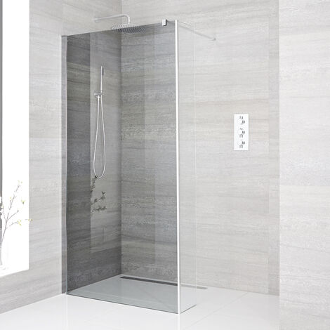 Milano Portland - Chrome Reversible Wet Room Shower Enclosure Screen ...