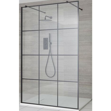 Milano Barq - Black Floating Glass Walk In Wet Room Shower Enclosure ...